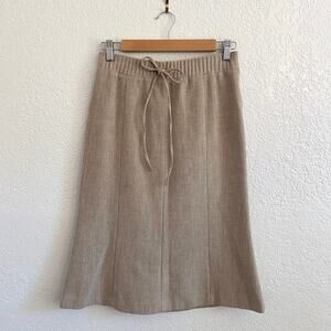 MNG Mango Fit and Flare Knit A-Line Skirt Wool Blend Beige Lined Drawstring Sz 4